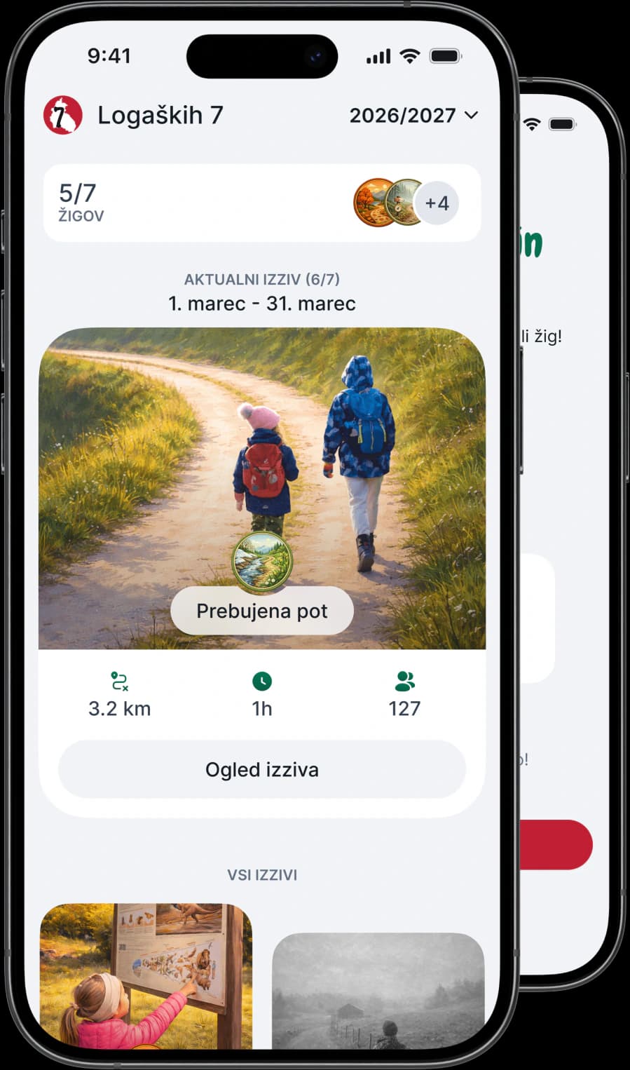 Aplikacija Logaških 7 na dveh telefonih