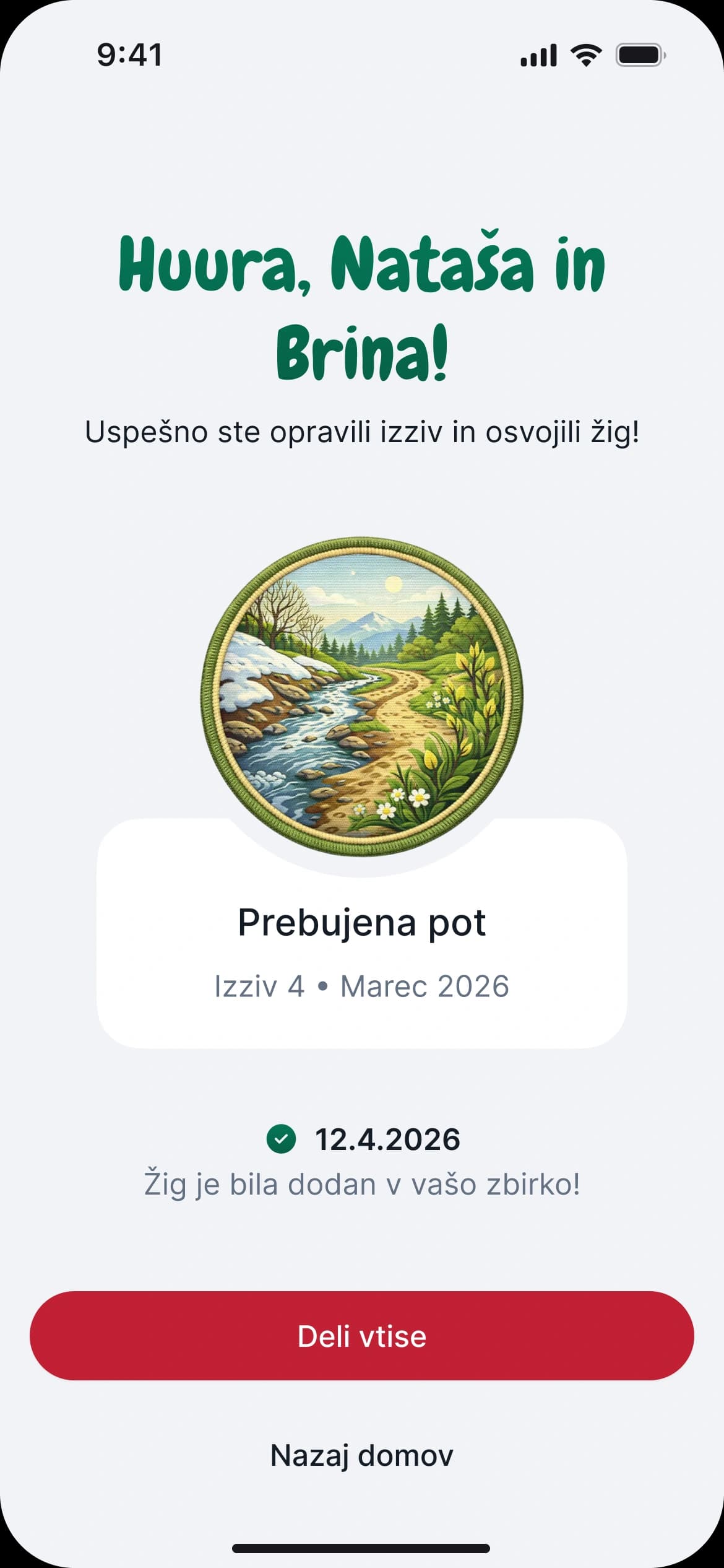 Značka prejeta